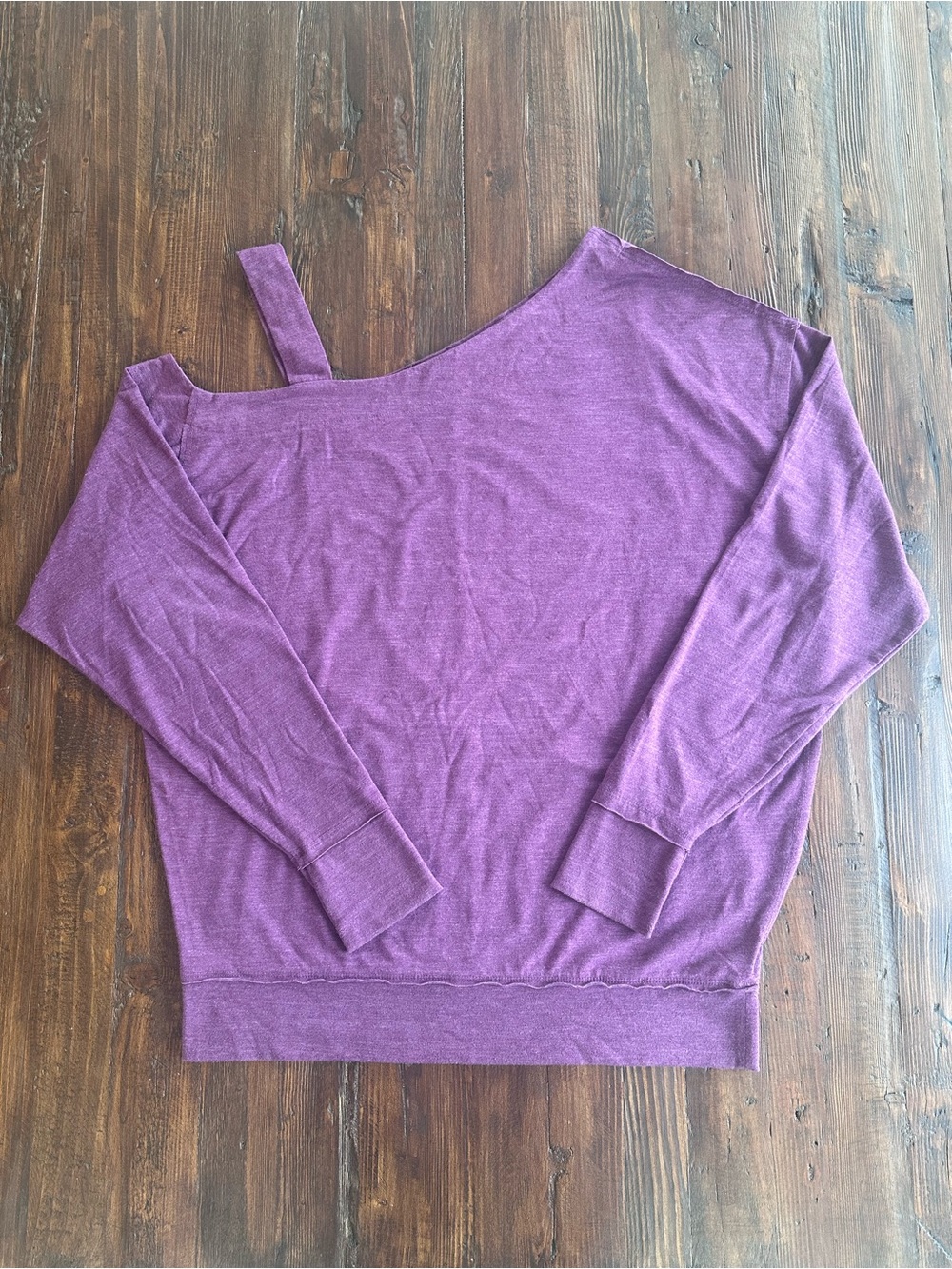 We The Free Asymmetric One-Shoulder Knit Top, Deep Purple, Long Sleeve, Size XS
